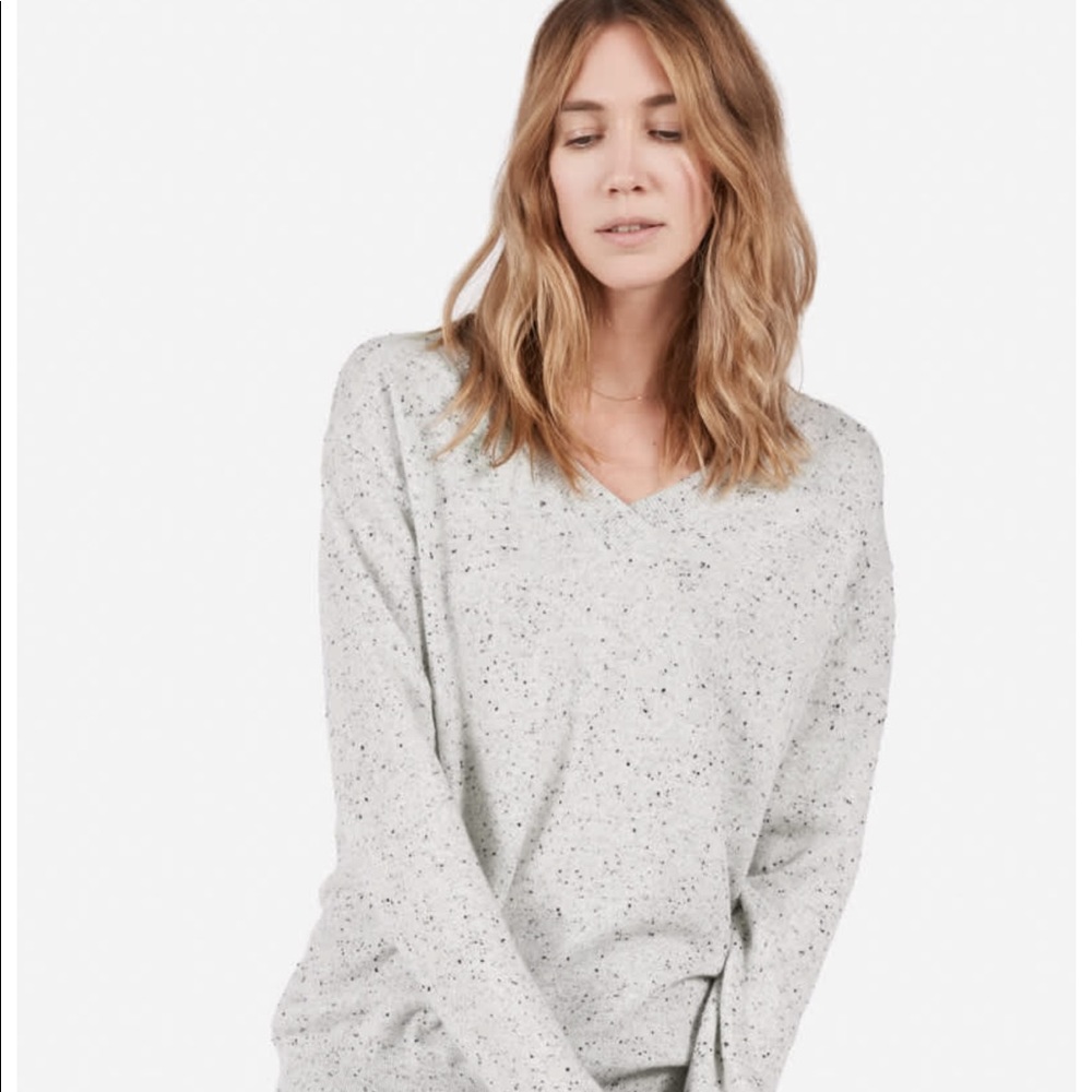 Oversized Cashmere V Neck Donegal Sweater